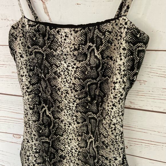 Windsor XS Black Cream Snake Print Square Neck Camisole Fitted Bodysuit - Picture 5 of 8